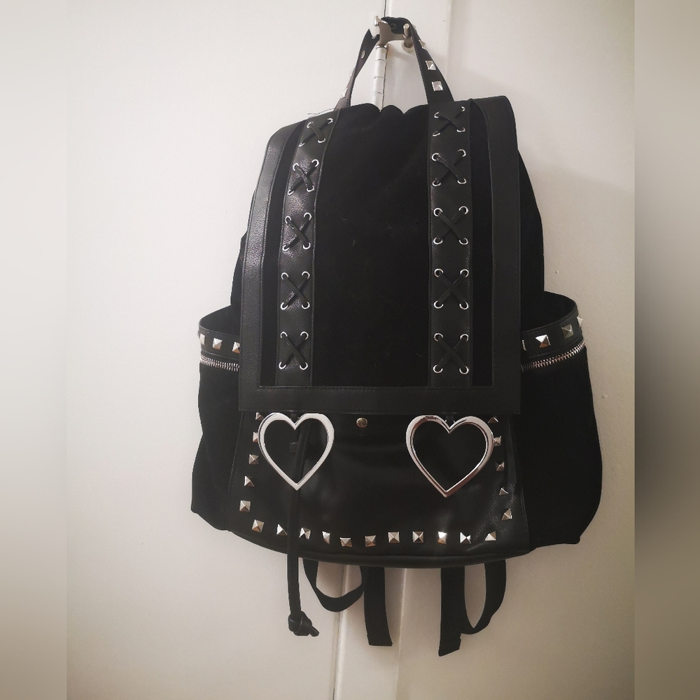 Spencer's faux suede, studded gothic backpack